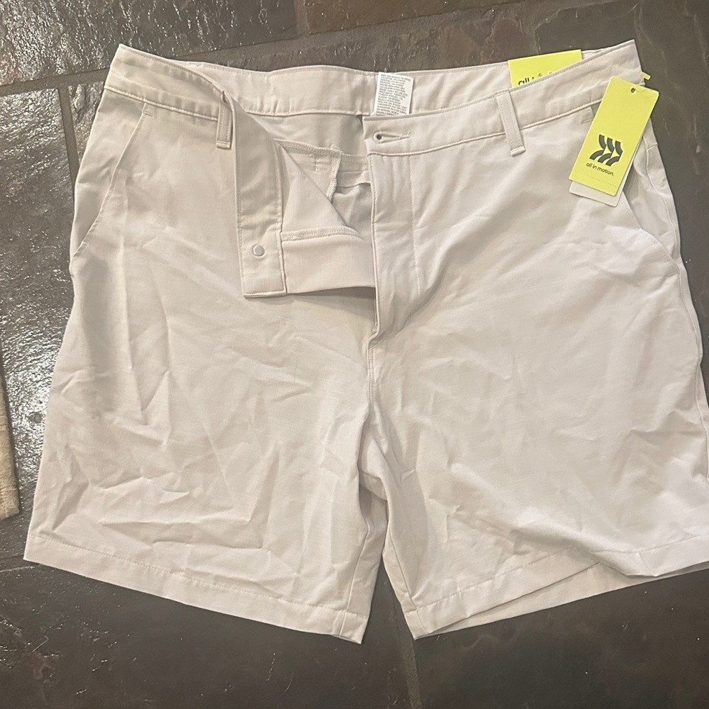 All in Motion Men's Beige Flat Front Shorts